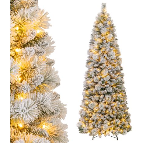 CASART Pop up Artificial Christmas Tree Pre-Lit Snow Flocked Xmas Tree (1/5)