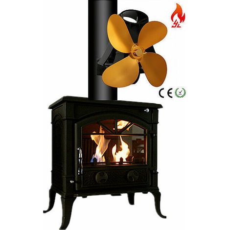 Ventilateur de poêle à bois à 4 lames pour brûleur/bûches/cheminée, démarrage rapide, circulation d'air chaud ultra silencieuse pour économiser efficacement le carburant. (1/5)