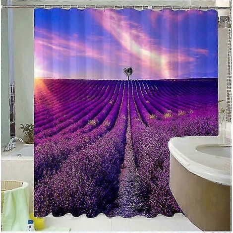 Rideau de douche imperméable décoratif pour la maison, motif fleurs, plantes et feuilles, papillons colorés - 2620 /N (1/2)