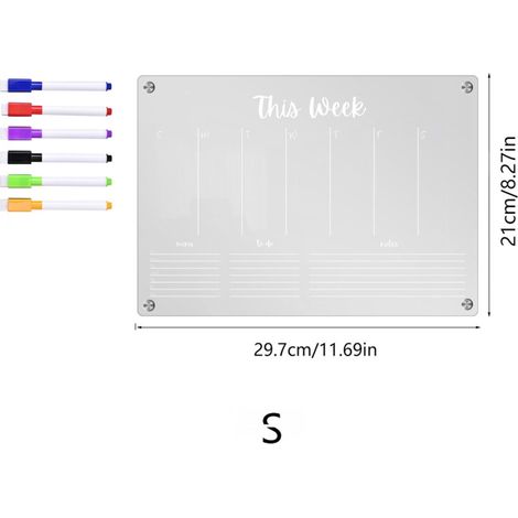 Calendrier magnétique hebdomadaire en acrylique pour réfrigérateur, tableau effaçable à sec - TYU047 Petit (1/5)