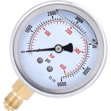 Manomètre radial à bain d'huile TSPGG604400bar 1/4BSP Y60 pour machines (1/5)