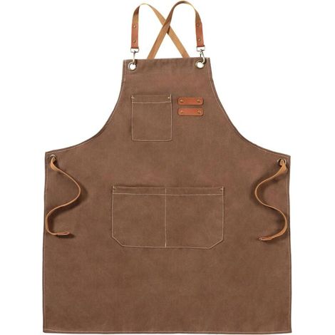 Braune Canvas-Schürzen, Arbeitsschürzen für Männer und Frauen, Kochschürzen, Schürze für Kellner, Küche, Backen, Künstler, Malerei