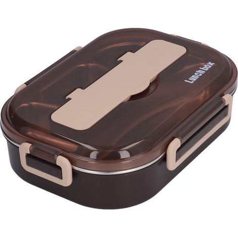 Edelstahl-Lunchbox, isoliert, für Büroangestellte, Schüler und Kinder, separate Lunchbox, schwarze Karte, vier Fächer, Einzel-Lunchbox (1/5)