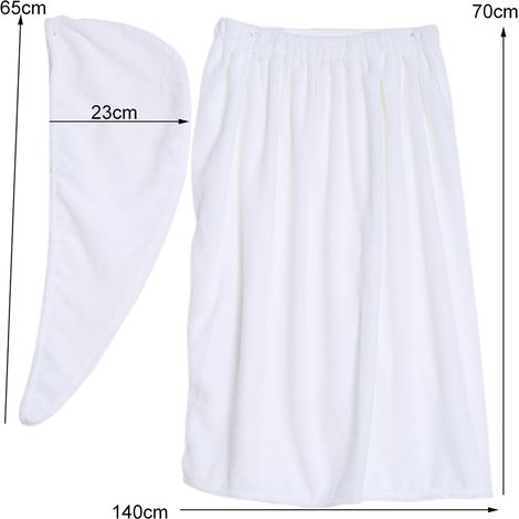 Ensemble de bain spa doux pour femme comprenant une serviette et un peignoir avec bonnet de séchage rapide (blanc)