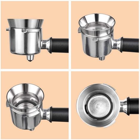 3 entonnoirs doseurs inox 53 mm – Anneau anti‑fuite pour café moulu – Accessoire pour machine expresso portable et nomade