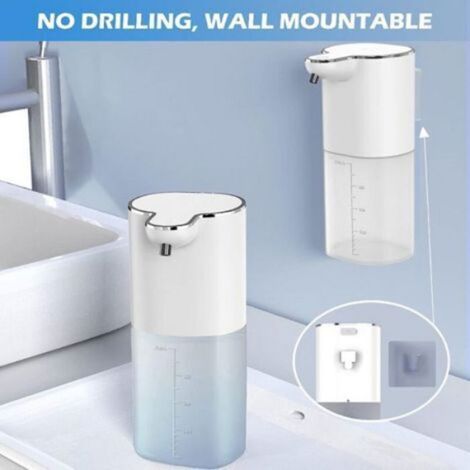 Distributeur de Savon Automatique - 400 ml - Capteur Infrarouge - Installation Murale ou Sur Plan de Travail - 4 Réglages de Débit - Rechargeable USB (1/5)