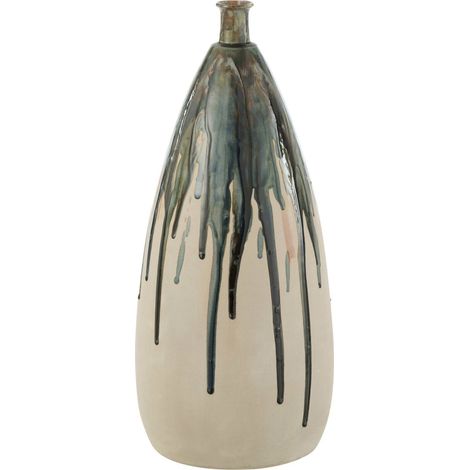 Vase peint en céramique naturel et vert décoration élégante - Vert effet peint naturel (1/3)