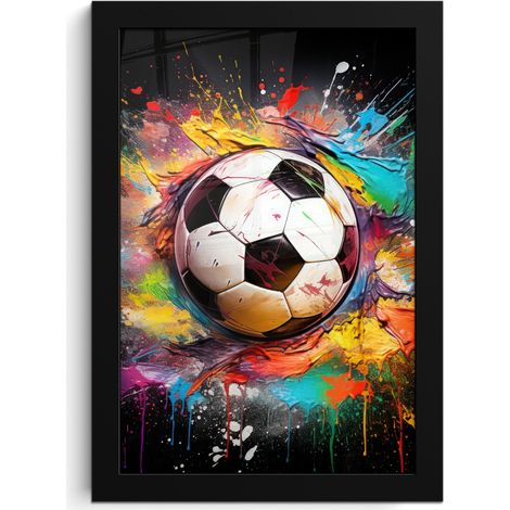 Framed Poster Soccer - Paint - Colors - Black - White 20x30 cm (1/5)
