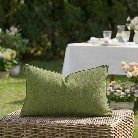Decorative Cushion Covers 30 x 50 cm, Grass Green, Waterproof Chenille for Outdoor, Soft Cushion Cover for Sofa, Garden and Balcony (1/4)
