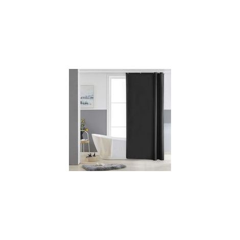 Cortina de ducha negra (80x180 cm), resistente al moho, pequeña, de poliéster, impermeable y lavable a máquina.