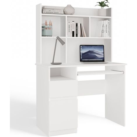 Porto L Desk With Hutch White Home Office Desk With Storage