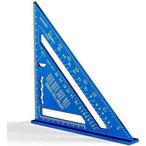 Équerre de charpentier triangulaire épaisse en aluminium, XU, 180 mm, Outil de mesure de haute précision (bleu) - KZQ (1/4)