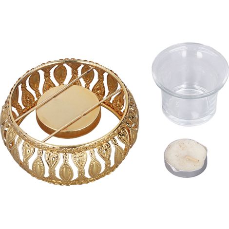 Bougeoir en Fer Forgé Doré Luxe Nordique, Porte-Bougies Métal Or pour Décor de Table Romantique, Ornement Photographique, Style Scandinave (1/5)