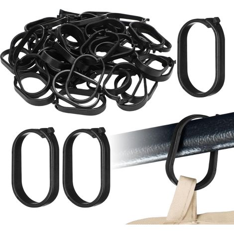 Anneaux pour Rideaux de Douche 100 pièces Clips remplaçables à Fermeture Anneaux Coulissants pour Rideaux pour Patio, Jardin, Canopée, Pergola, Camping, Maison, Hôtel, Lit (1/5)