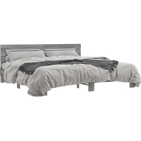 Maison Exclusive - Bettgestell Grau Sonoma 200x200 cm Holzwerksto