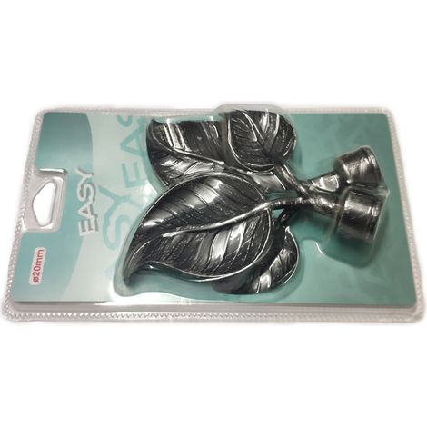 2PZ TERMINALE DECORATIVO D.20MM COL.NERO-ARGENTO