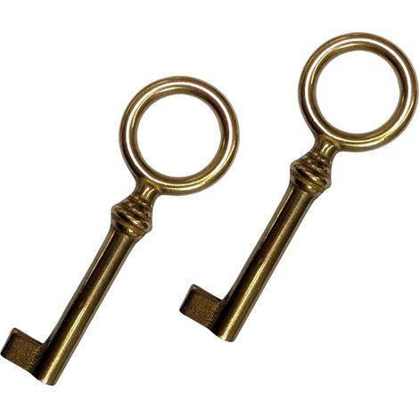 Chiavi per Mobili Armadi Antichi Universali Cassetti  ottone 2 pezzi BS0420 Ottone Lucido