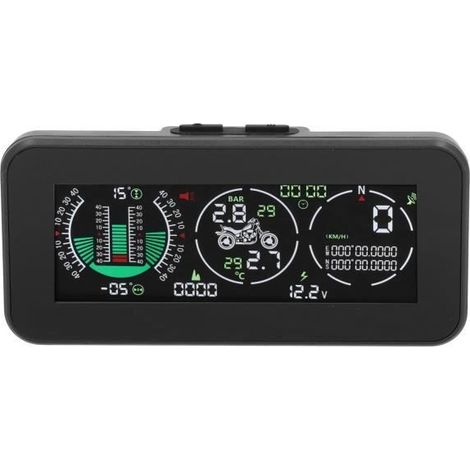 1 Inclinomètre Moto, Affichage tête haute, Moniteur pression pneus, GPS Beidou, Alarme survitesse, Universel