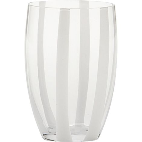 Gessato Set 6 Bicchieri Tumbler in Vetro Trasparente Soffiato a Bocca con Raffinate Fasce Verticali in Pasta Bianca Design Elegante e Artigianale