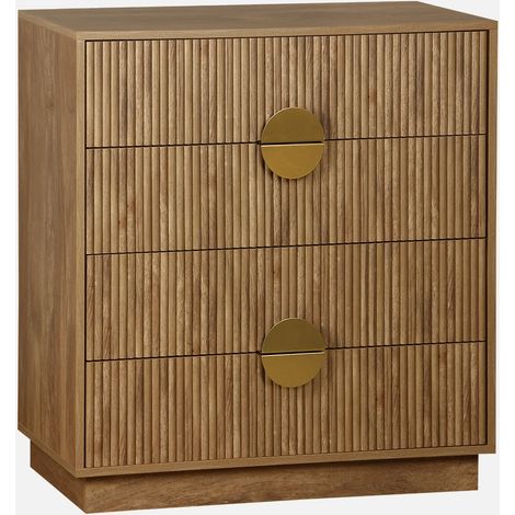 Cassettone con effetto legno di mango a 4 cassetti (1/5)