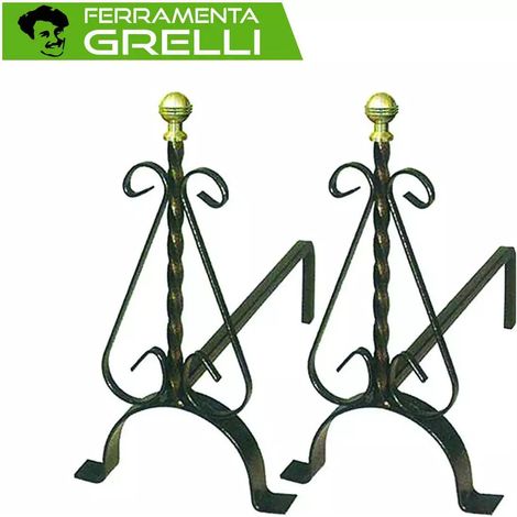 Alari Torciglione Con Pomoli In Ottone - cm.19x40x33h. (1/3)