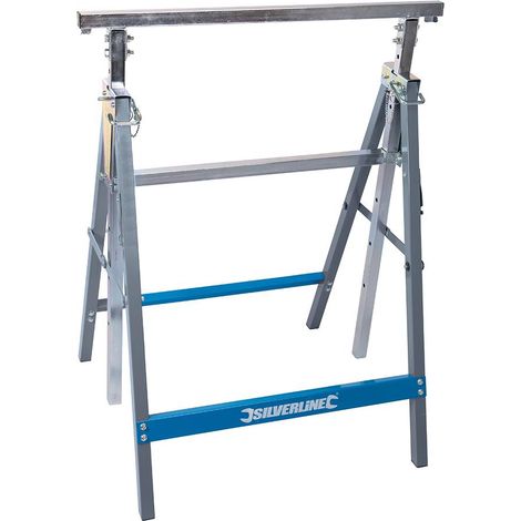 Silverline – Tréteau en acier réglable 810-1300mm – Charge 150kg – Largeur 685mm – Système de sécurité double – 226168