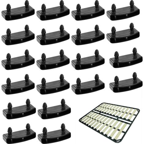 20 Pièces Supports Pour Sommier À Lattes De Lit 55 mm Embouts Lattes Pour Sommier Accessoires De Connexion Pour Lit Simples Et Double Noir (1/5)