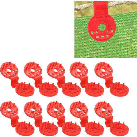100 pièces de clips, crochets, boucles et attaches de fixation pour filet d'ombrage (rouge) (1/5)