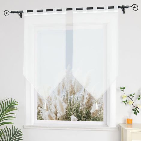 Brise-bise Transparent à Passants, Blanc, Lot de 2, 45x90 cm (1/5)
