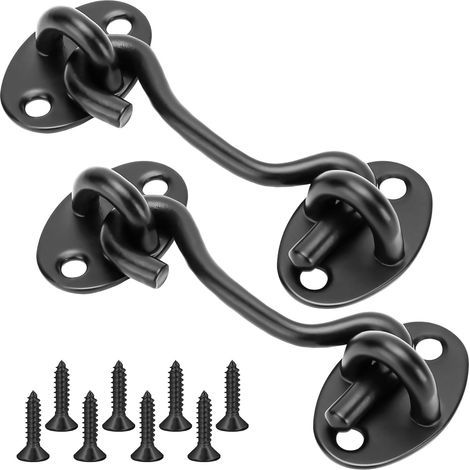 Set mit 2 Haken- und Ösenverschlüssen – 75 mm Edelstahl-Kabinenhaken, robuster, dicker Fensterhaken (1/5)