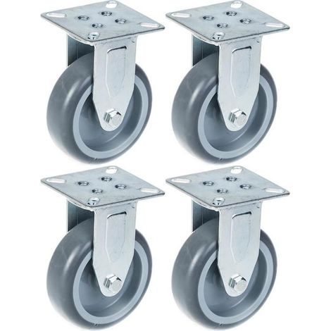 Fixed wheel - ZHONGSHAN - 75 mm - Gray rubber - Capacity 240 kg - Set of 4 (1/4)