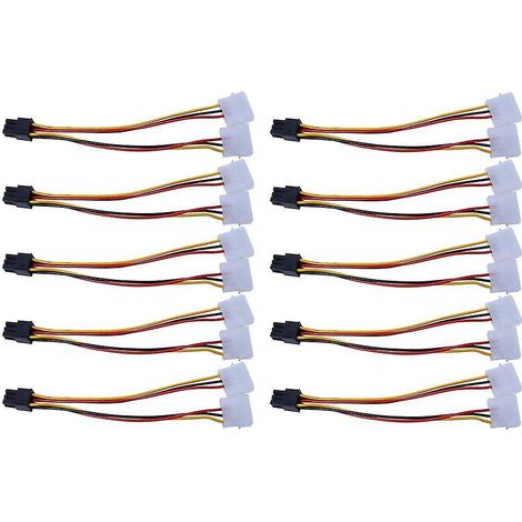 Deux connecteurs Molex à 4 broches et un connecteur d'alimentation PCI Express à 6 broches