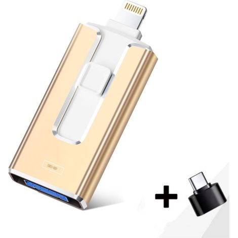 Clef USB – 4 Schnittstellen: USB 3.0, Lightning, Micro-USB, USB-C – 256 GB – Kompatibel mit iPhone, iPad, Android, PC und Mac – Plug-and-Play – Oder – 1 Stück (1/5)