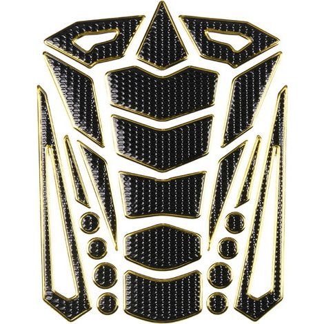 Motorcycle Universal Gas Tank Stickers Protector Tank Tampa Buffer Gas Supply Fuel Line PAUT (Black Gold Edge). (1/5)