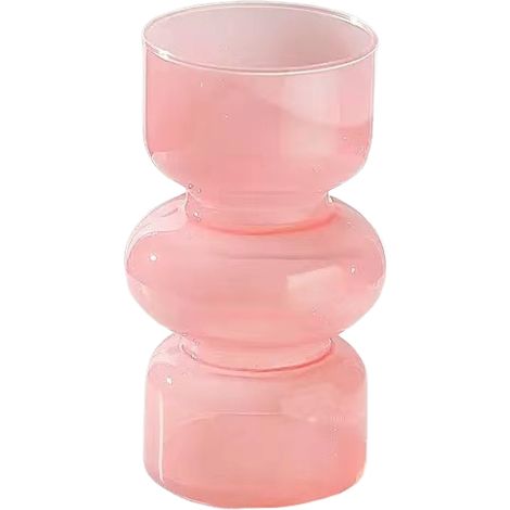 Jarrón hidropónico de vidrio, ideal para el hogar, la oficina y bodas (1 jarrón rosa). (1/5)