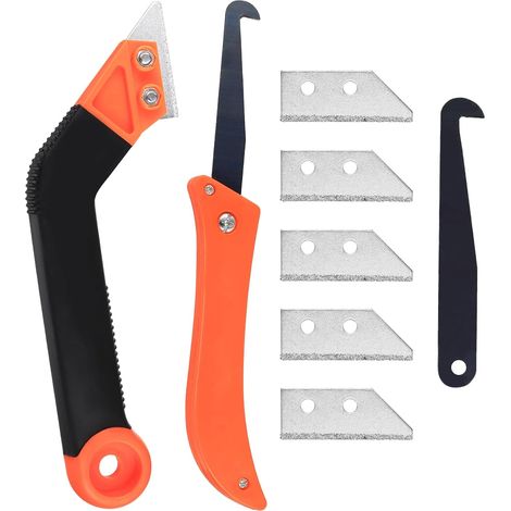Trousse à Outils de Suppression de Joint, Grattoir Carreaux, Scie à Main pour Enlèvement des Joints avec 5 Lames de Rechange, Grattoir de Nettoyage de Salle de Bain Cuisine Mur (1/5)