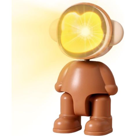 Robot à piles pour enfants, à pose ajustable Lampe de chevet chaleureuse pour chambre, salon, chambre d'enfant, bureau, table, étagère ou table de nuit