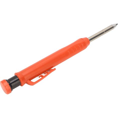 Crayon de menuisier mécanique avec taille-crayon intégré pour marquage précis sur métal et plastique, couleur orange vif (1/5)