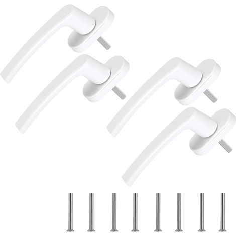 Poignée de Fenêtre, Lot de 4 Poignée Fenetre en Aluminium, Poignee Porte Bloque Fenetre pour Sécurité Enfant, Installation Facile pour Maison Portes Placards Fenêtres (1/5)