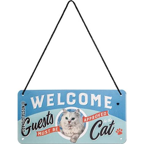 Nostalgic Art 28027 Welcome Guests Cat retro haengeschild Vintage Decorazione da parete porta scudo di metall 10 x 20 cm, Multicolore, 10 x 20 x 0.1 cm (1/4)