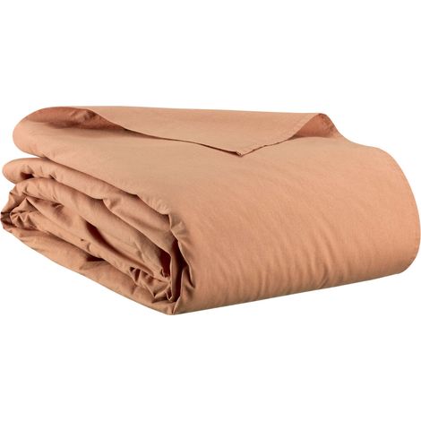 VIVARAISE - Drap plat Vivaraise Calita en coton 100% - Cannelle - 240 x 300 cm (1/2)