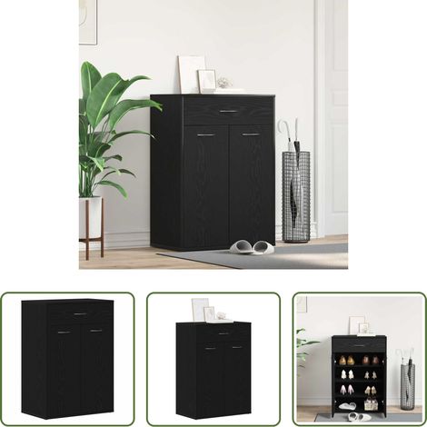 Meuble de rangement -  Rack à chaussures Chêne noir 60 x 35 x 84 cm Bois d'ingénierie (1/5)