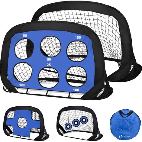 VOUNOT Set of 2 Pop up Goals for Kids, 4-in-1 Football Net Indoor & Outdoor