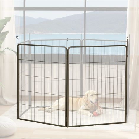 Paneles de extensión para parque para perros, lote de 2, 80 x 100 cm, acero, negro OKMYHOME (1/5)