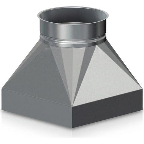 MAKA Tramoggia Quadro Tonda con Fascia Canale Aria Zincato Svasato 200x200 a Ø 130 mm sp. 0,8 mm (1/5)