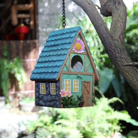 Maison D Oiseau - Résine - Pour Jardin Extérieur - Dimensions 21 4 X 15 5 X 13 Cm - 1 Pièce (1/5)