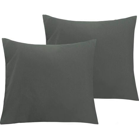 ZOLGINAH Lot de 2 Taies d'oreiller en Microfibre avec Fermeture éclair, Taie d’Oreiller Facile à Laver et Super Doux, 50x75cm, Gris Foncé (1/5)