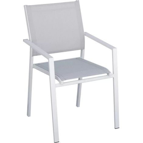sedia da esterno con braccioli solaria "zara" in alluminio bianco e grigio chiaro 54x57x89 cm (1/4)