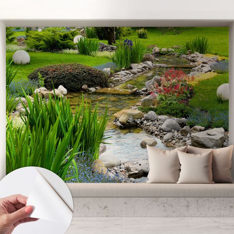 Papier peint adhésif autocollant pour salon chambre à coucher peint imprimé pour mur Jardin idyllique 208x146 cm (1/5)