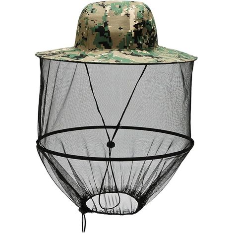 Chapeau d'Apiculteur à Moustiquaire Anti-moustiques Avec Voile - Protection pour Jardinage en Extérieur, Jungle, Pêche - Pliable